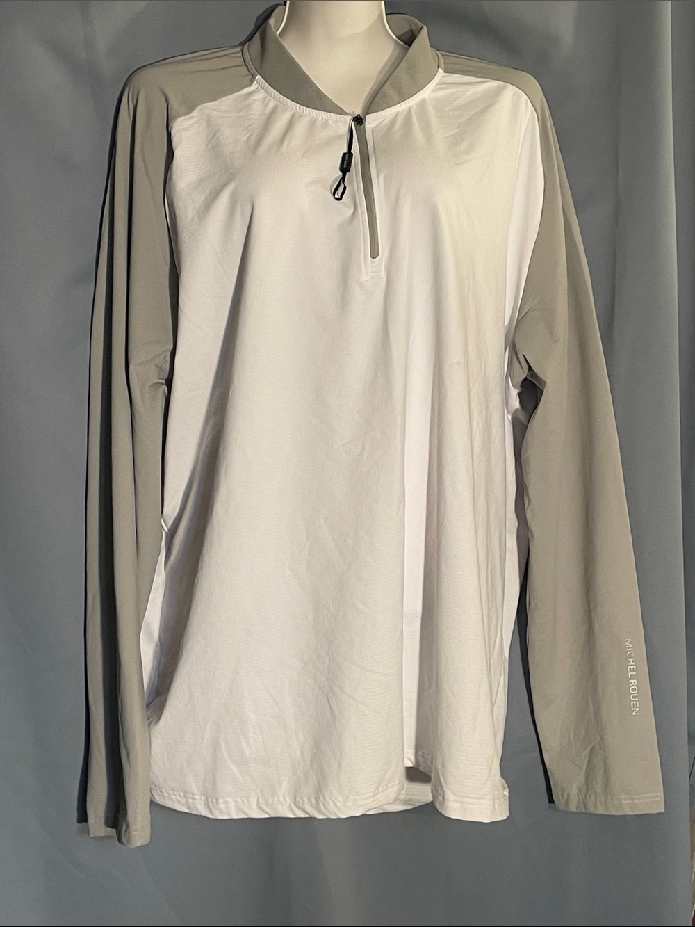Men's Lightweight 1/4 Zip Performance Pullover - White & Taupe